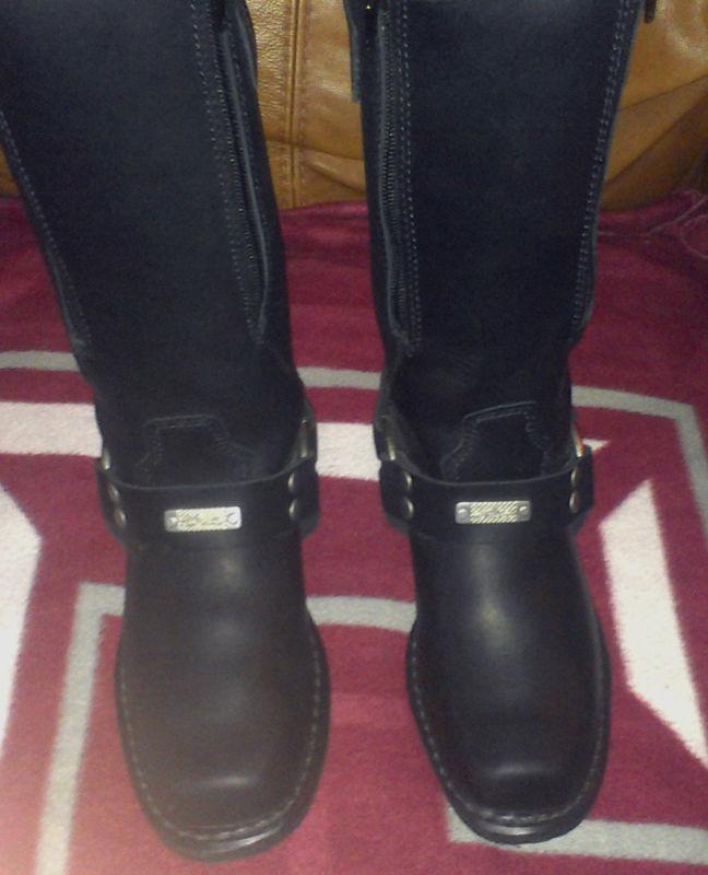 River road square toe zipper womens harness boots black 6