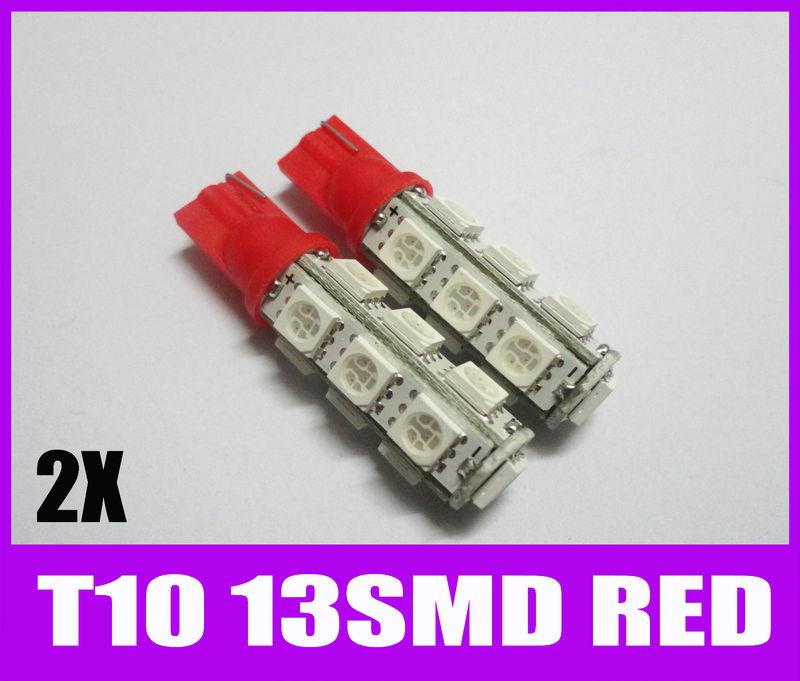 2x 13-smd red t10 2821 1250 1251 1252 168 194 921 back-up led light bulbs #hf10