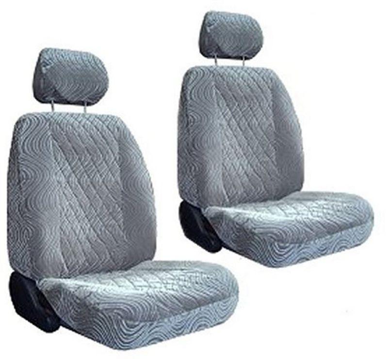 Silver grey diamond swirl car truck suv auto low back bucket seat covers #3