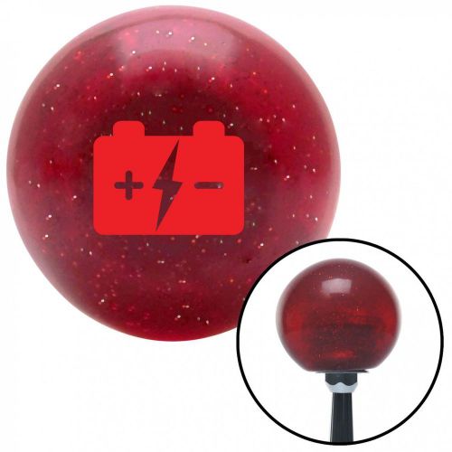 Red battery charge symbol red metal flake shift knob with 16mm x 1.5