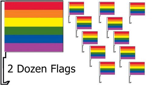 Car dealer supplies 24 car window clip on flags rainbow striped banner