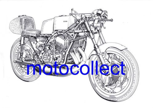 Kawasaki h1r - technical drawing..a3 poster print