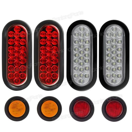 (2xred+2xwhite) 6&#034; 24 led stop turn tail lights+4xred/amber 2&#034; 9 led side marker