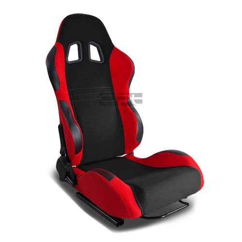 Black/red fully reclinable sports racing seats+universal sliders passenger side