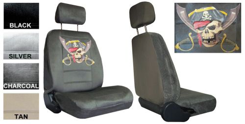 Pirate jolly roger sabres 2 low back bucket car truck suv new seat covers pp 2a