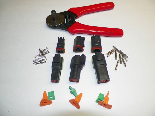 Black deutsch dt 2-3-4 male female connector kit solid terminal crimper tool