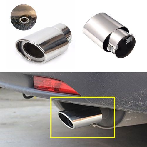 Car silver chrome tail throat pipe suv truck exhaust pipe trim tips muffler pipe