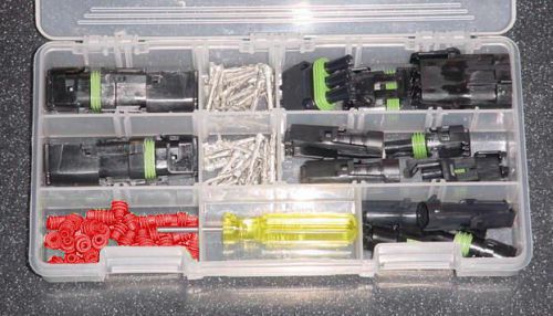 Compact 97pc delphi weather pack sealed connector wiring kit  24-22ga or 12-10ga