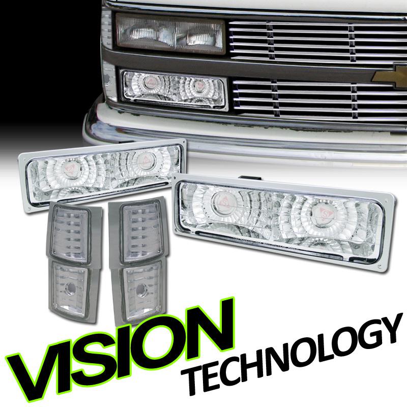 94-02 chevy c10 c/k truck/suv chrome turn signal bumper lights+park corner lamps