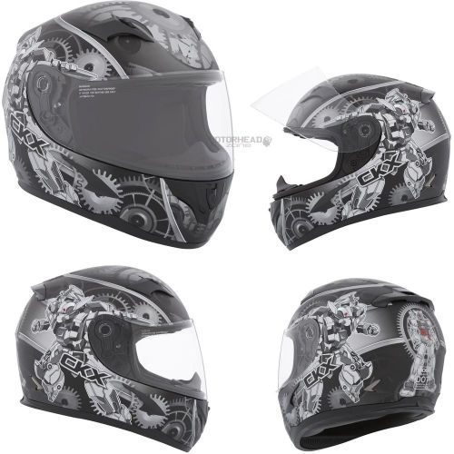 Motorcycle helmet full face ckx rr610 mecanic white/black mat medium youth