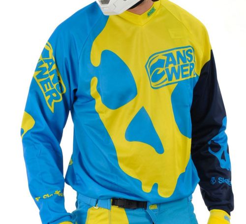 Answer skullcandy jersey - blue + yellow -   motocross  atv  bmx   - mens small