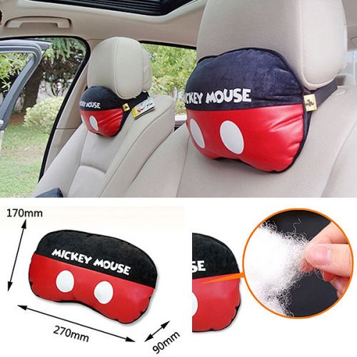 2x cushion neck pillow for headrest car seat mickey mouse