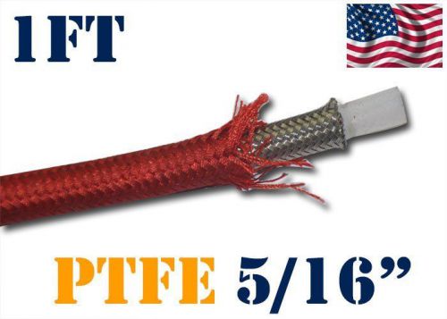 5/16&#034; 8mm nylon stainless steel braided ptfe teflon fuel hose line 1ft red