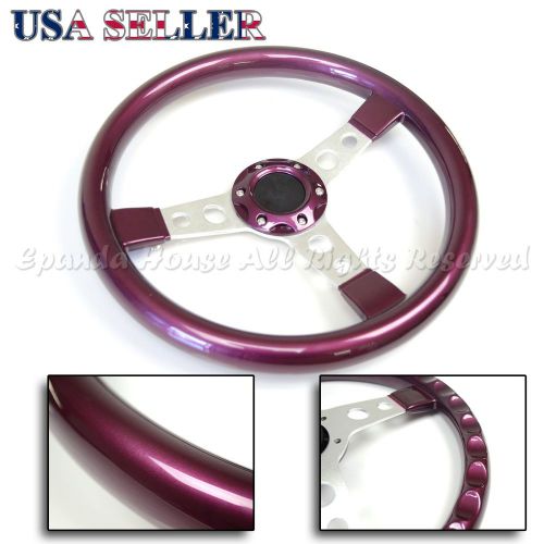 For oldsmb! silver metal spoke purple grip usa 350mm 6-hole drift steering wheel