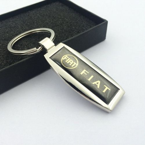 New style chrome finish metal car logo key chain fob ring keychain for fiat