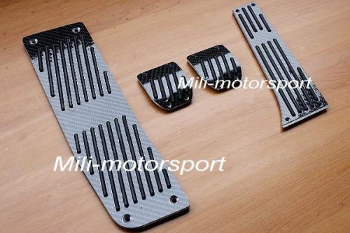Complete black carbon manual &amp; footrest pedals for bmw e90 e91 e92 e93 3 series