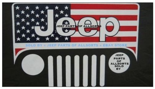 Jeep +cj windshield grille logo + us flag  outdoor vinyl material decal sticker