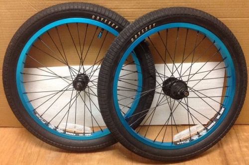 Alienation plain black rims 20&#034; blue wheels 3/8&#034; f axle 15mm r redline odyssey