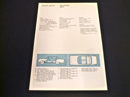 Mercedes benz w111 230 s fintail spec sheet