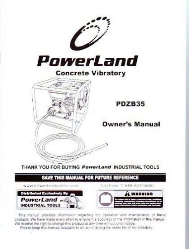 Powerland concrete vibratory pdzb35 owner&#039;s operator manual