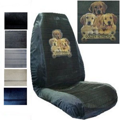 Velour seat covers car truck suv golden retriever trio with bone high back pp #x