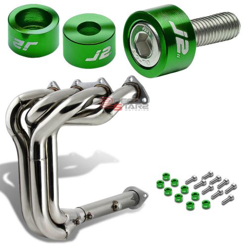 J2 for b16/b18 dohc exhaust manifold 4-1 tri-y header+green washer cup bolts