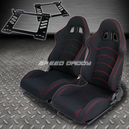 Pair type-1 reclining black cloth racing seat+bracket for 07-14 wrangler 4-dr
