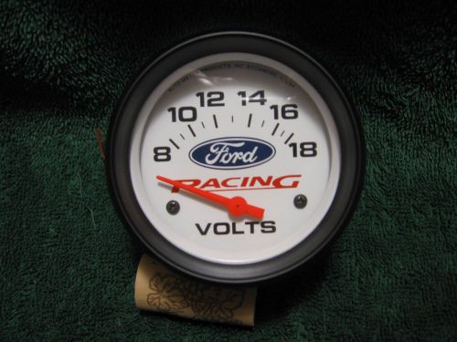 Ford racing 2-5/8&#034; 8-18 voltmeter guage-nos-collectible-display-restomod-mustang