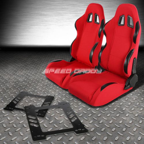 Pair type-4 reclining red pvc racing seat+bracket for 92-99 bmw e36 2-door