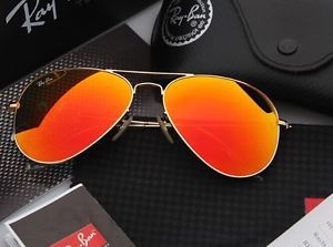 Fashion new men women aviator sunglasses gold frame orange mirror lens a05