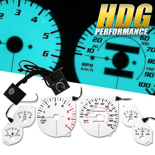1993-1996 grand cherokee reverse indiglo overlay glow gauge face cluster w/ rpm