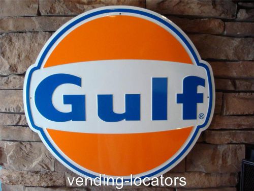 Gulf oil gas signs gasoline repro old vintage 1960&#039;s advertising antique gas oil