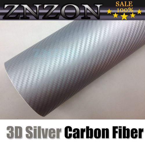 4&#034;x60&#034; 3d silver carbon fiber texture vinyl wrap cat sticker decal film sheet