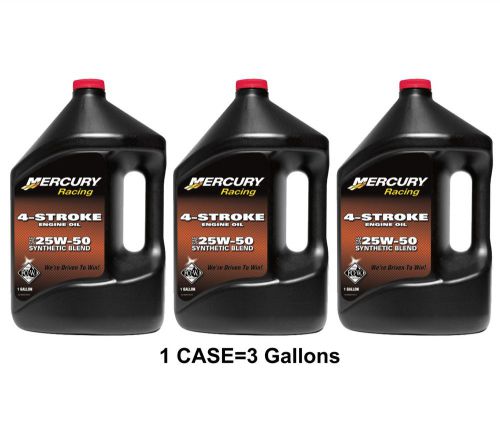 Oem mercury racing 4-stroke engine oil sae 25w-50 synthetic blend case 3 gallons