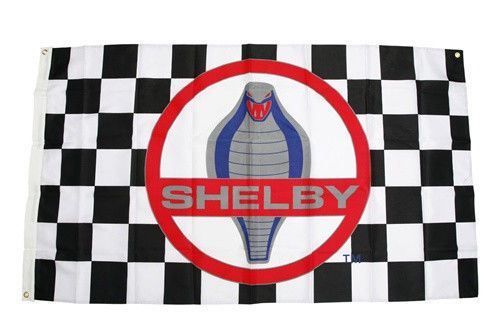 Shelby american classic cobra 3&#039;x5&#039; checkered flag ford mustang gt500 cobra svt