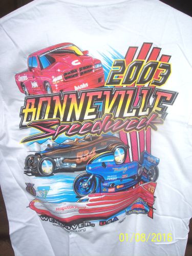 Bonneville speedweek 2003 men&#039;s med. white tee shirt 100% cotton-splashing color