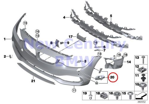 Bmw genuine trim cover front front bumper repair kit for bracket f32 f33 f36