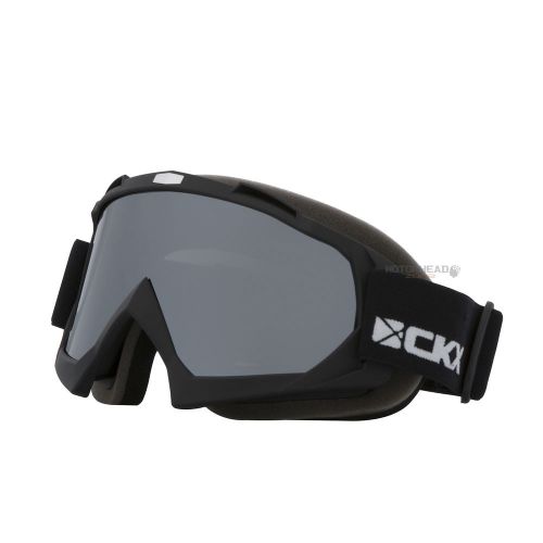 Snowmobile ckx assault goggle snow black mat anti-fog mirror light smoke lens