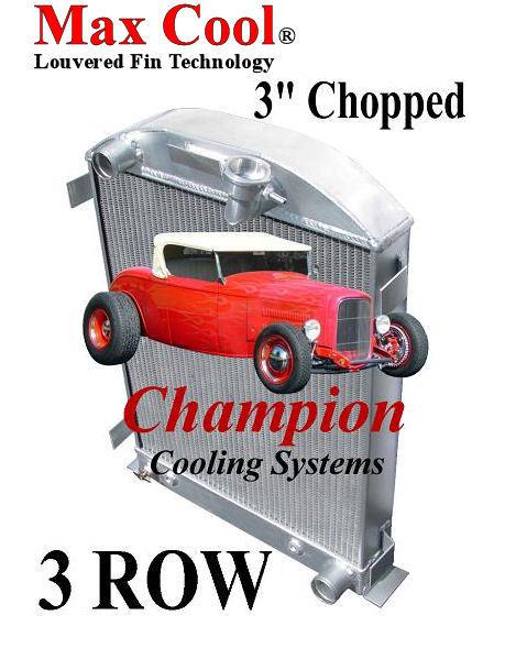 1932 ford 3" chopped all aluminum radiator 3 row & fan cc1009