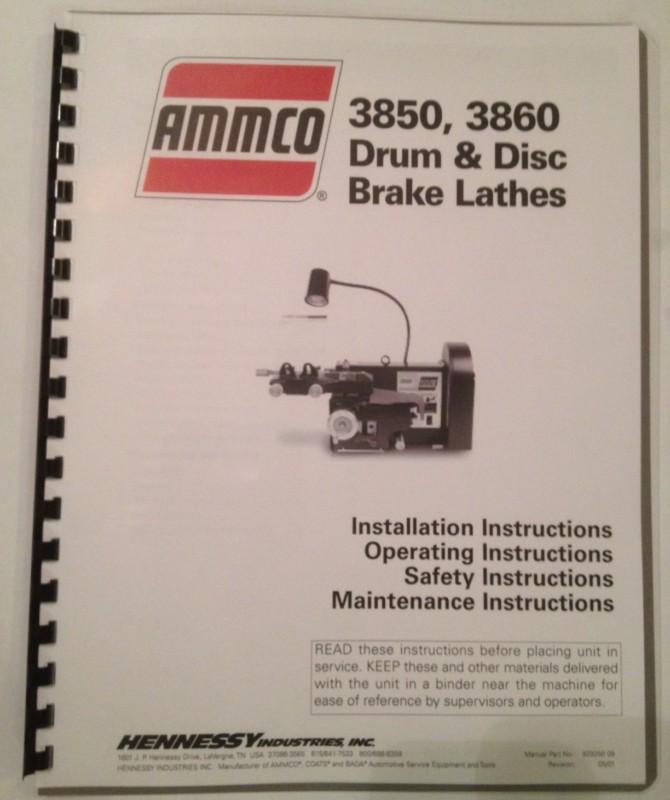 Ammco 3850 3860 brake drum & disc lathe machine manual