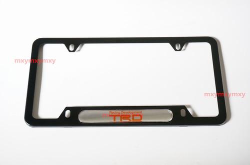 2 pieces aluminum license plate frame trd for toyota black