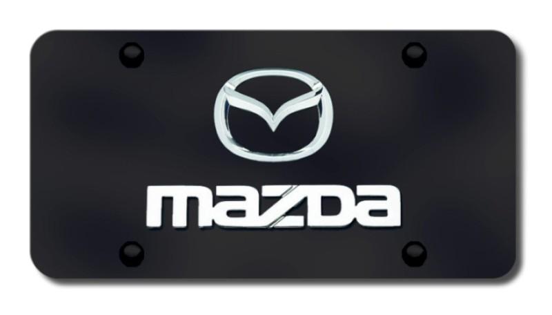 Mazda dual mazda (new) logo chrome on black made in usa genuine