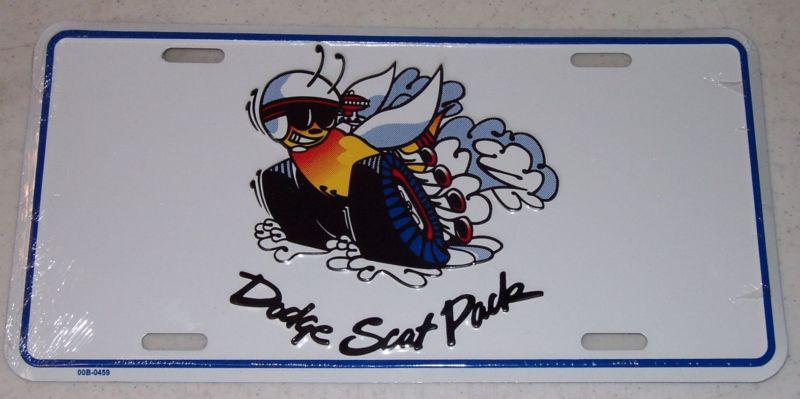 Dodge scat pack embossed license plate dart challenger charger super bee