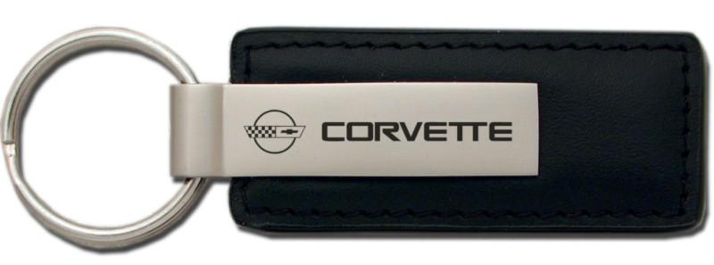 Gm corvette c4 black leather keychain / key fob engraved in usa genuine