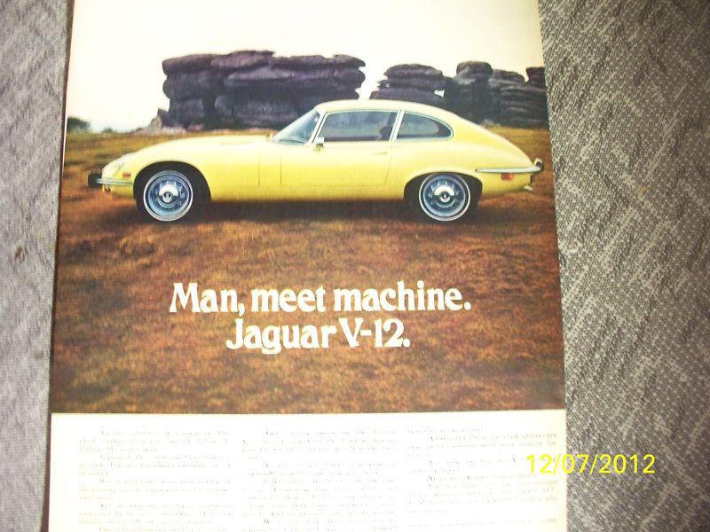 1974 jaguar v-12 in an original, rare ad from '74! -frame it as a jag fan gift!