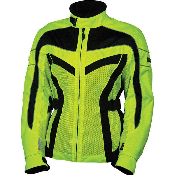 Yellow/black l olympia moto sports airglide 3 mesh tech women's textile jacket