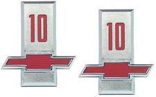 1963 chevrolet truck "10" front fender side emblems, pr. w/fasteners