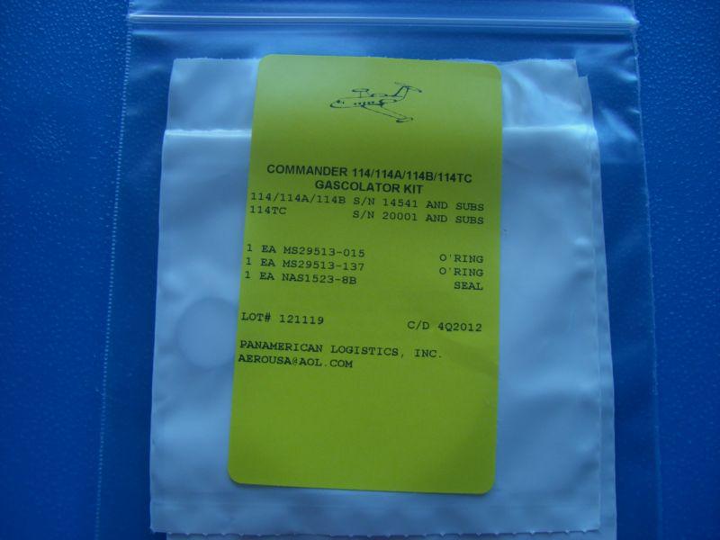 Commander 114/114a/114b/114tc gascolator seal kit