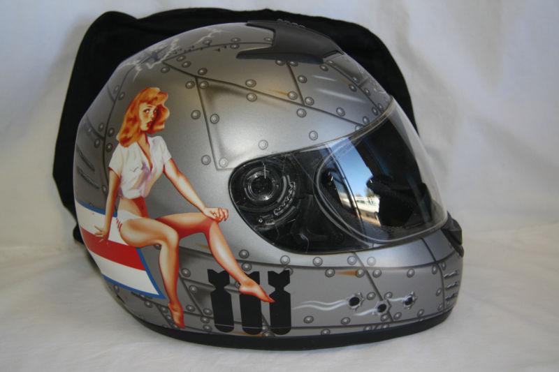 Bell arrow strafer full face helmet w/ visor size s/small pin up girl grey/gray