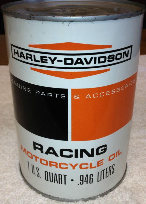 Antique harley davidson racing motorcycle oil can quart - full nos vintage